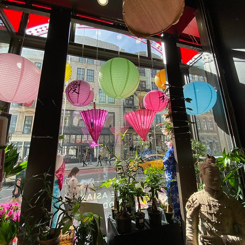 Interior of front window at SoHo location of Pearl River Mart