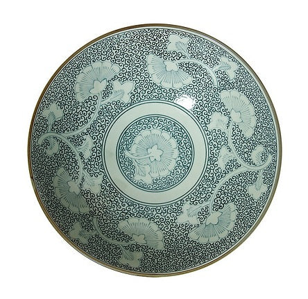Green bowl with floral design