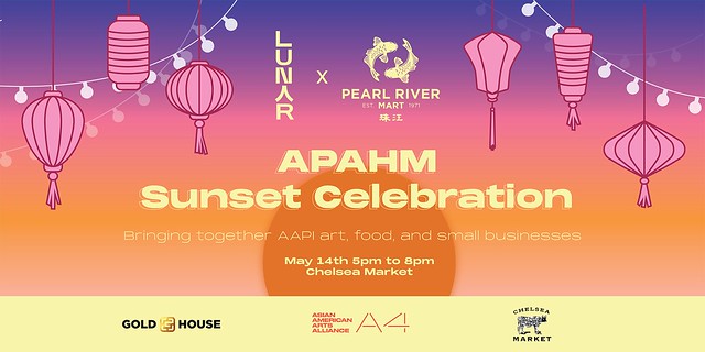 pink and purple design with lanterns and logos for APAHM sunset celebration