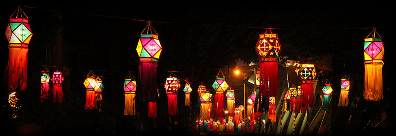 Display of colorful lanterns for Diwali