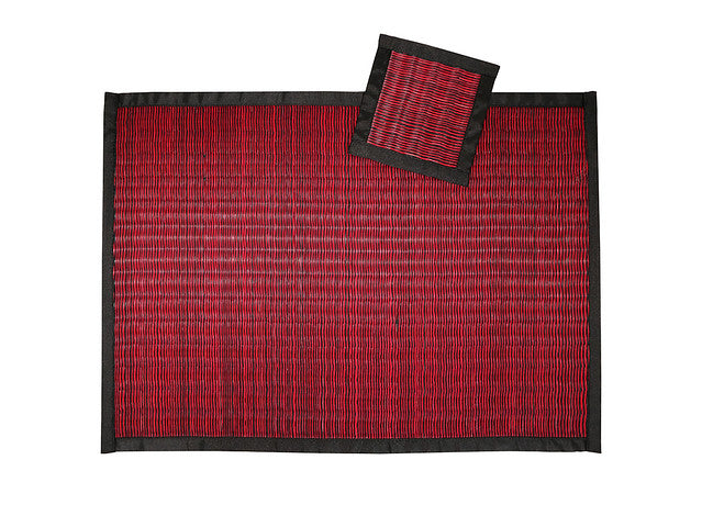 Red woven placemat with coaster