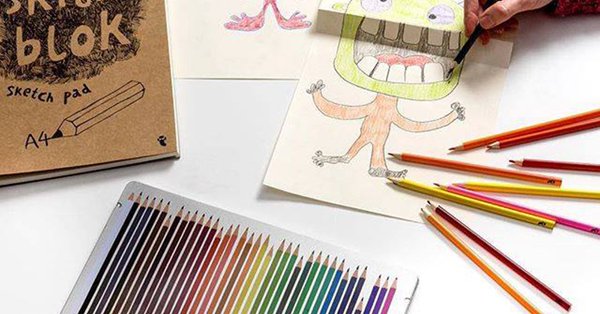 Color pencils with drawing