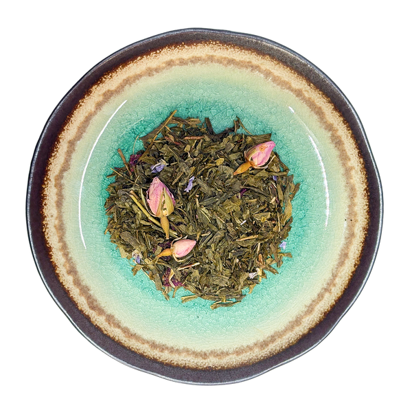 Dish of Dragon Fruit and Rose Green Loose Leaf Tea