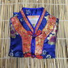 Blue with Red/Gold Accents Hibiscus Brocade Outfit