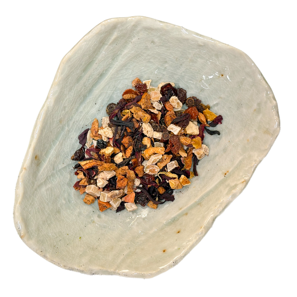 Dish of mixed fruit tea