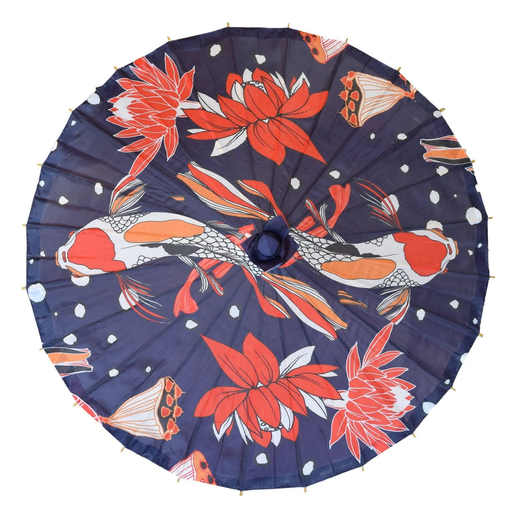 Nylon Parasol - 32" Midnight Koi Fish