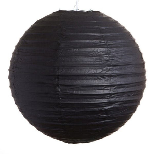 Round black paper lantern on white background