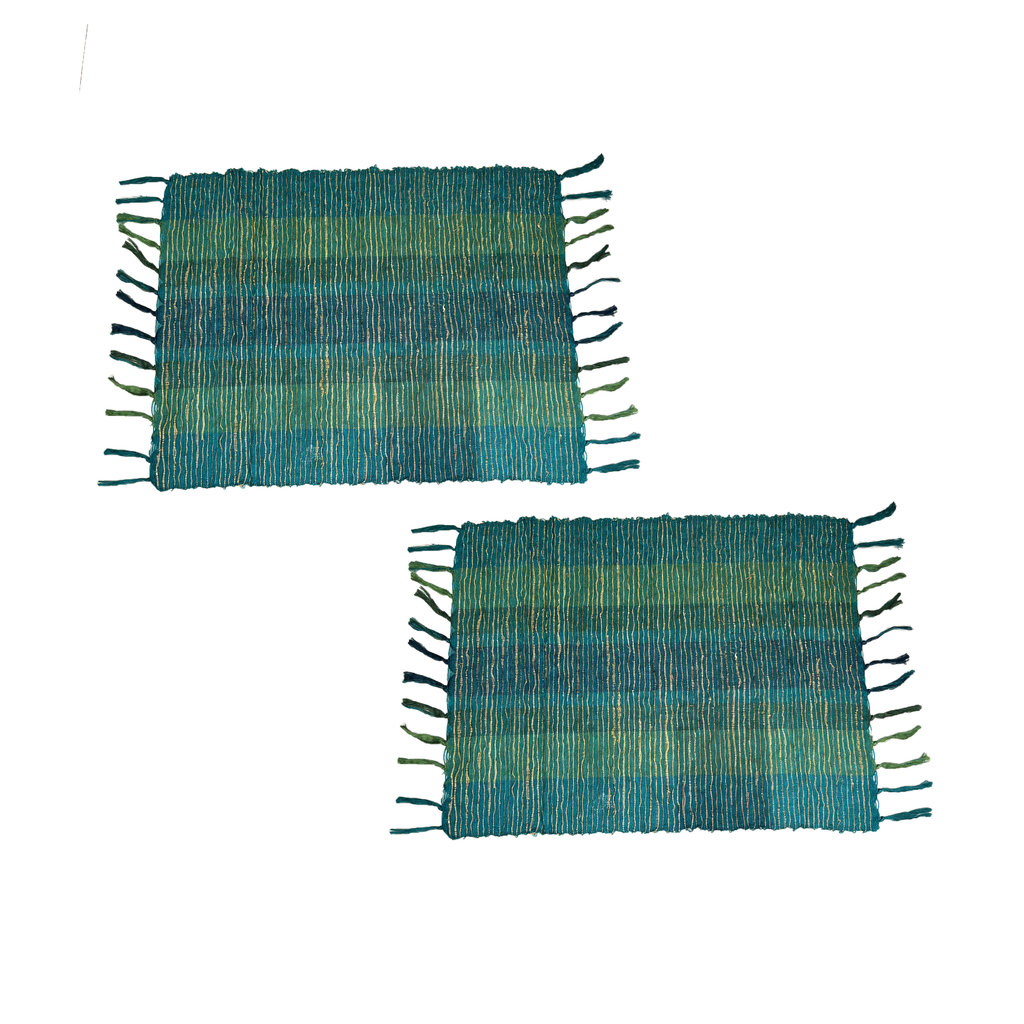 Indigo Striped Vetiver Placemats - Set of 2