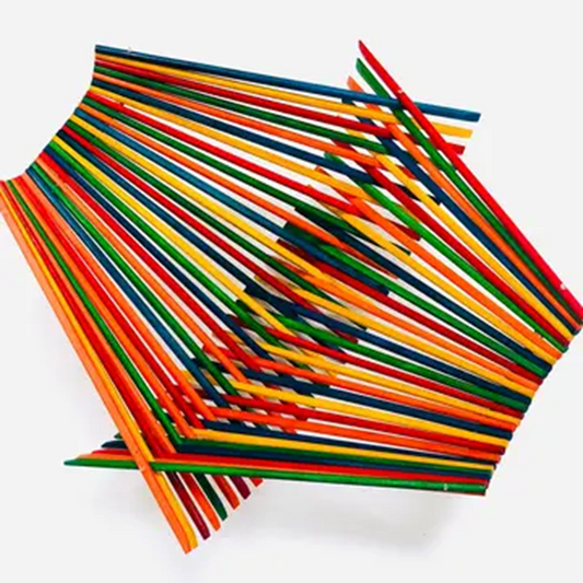 Folding basket made with 30 pairs of upcycled chopsticks, rainbow color