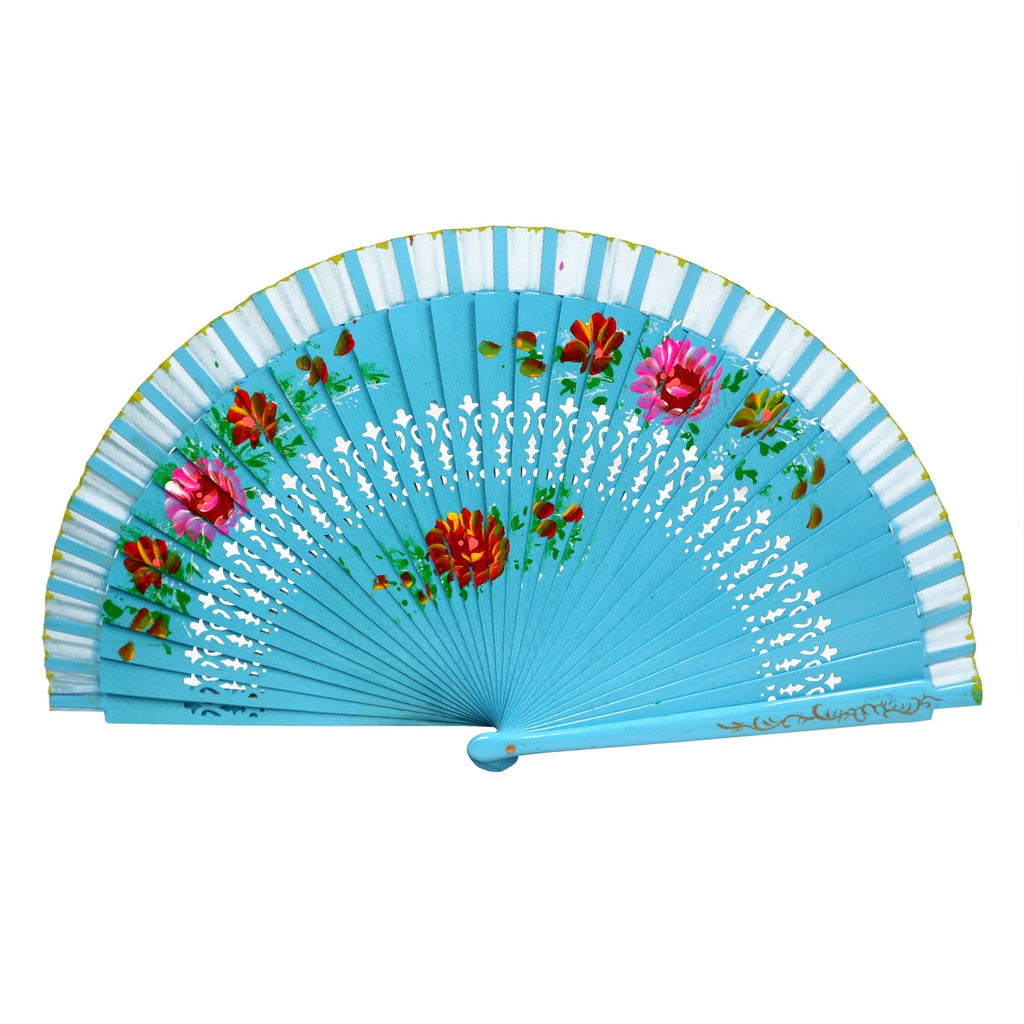Painted Floral Wooden Hand Fan