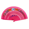 Painted Floral Wooden Hand Fan - Pink
