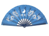 Sky Blue fan with white dragons and yin yang symbol