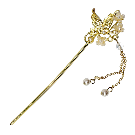 Gold butterfly hair pin