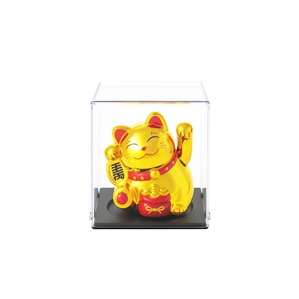 2.5 Inch Solar Power Lucky Cat - Gold with Lucky Coin and Red Bag