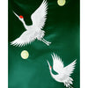 White Flying Crane under the Moon Brocade Fabric - Green