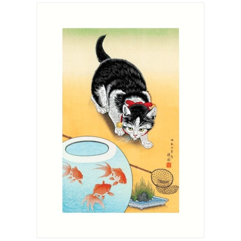 Vintage Match Box Label Art Greeting Card - Cats (Various Designs)