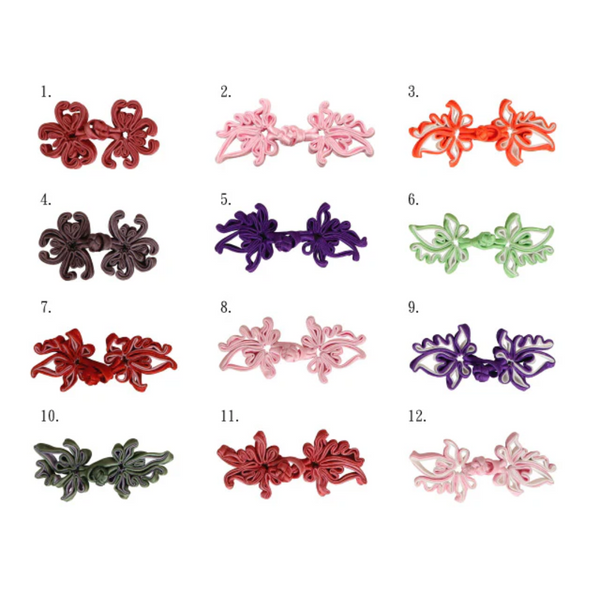 12 Lotus floral frog closures. each coming in a different color.