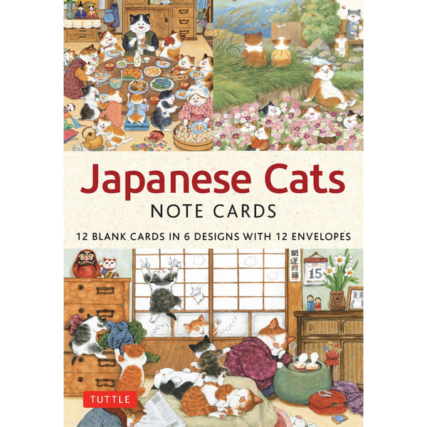 Note card set cover with illustrations of cats in various settings and 'Japanese Cats' text.