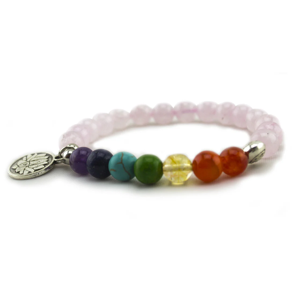 Power Bracelet - Rose Quartz with Lotus