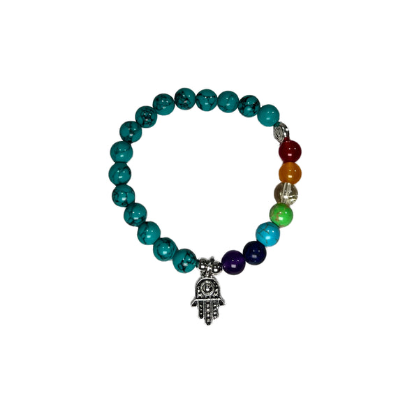 Power Bracelet - Turquoise with Hamsa Hand