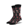 Pretty Fly for a Fungi Novelty Socks: Charcoal Heather socks with a red-cap mushrooms pattern