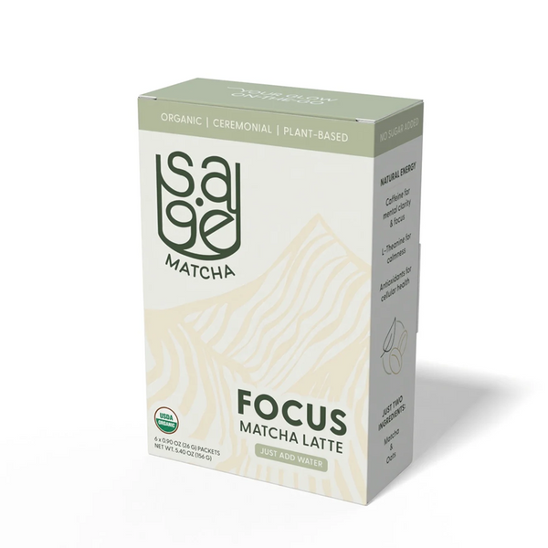 Sage Matcha Focus Matcha Latte packaging on a white background