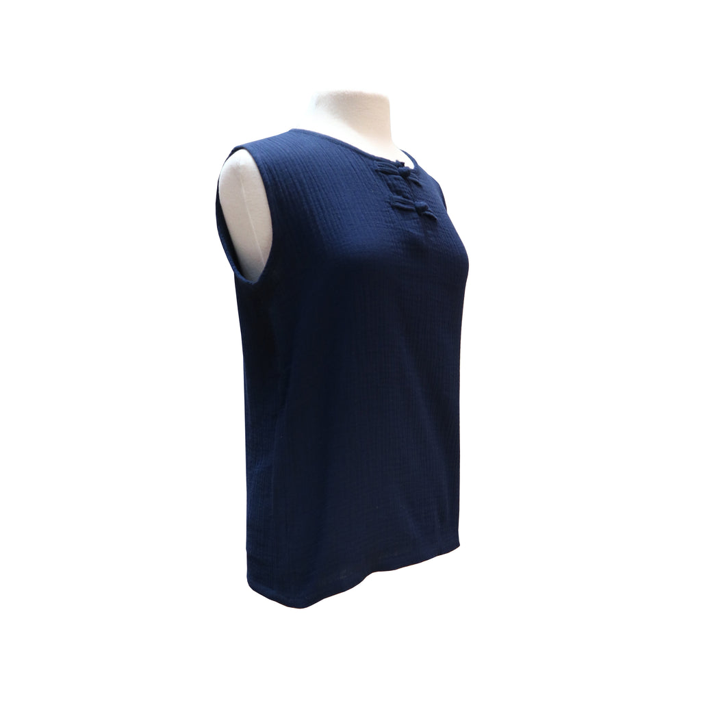 Sleeveless A-Line Top with Pankou Buttons