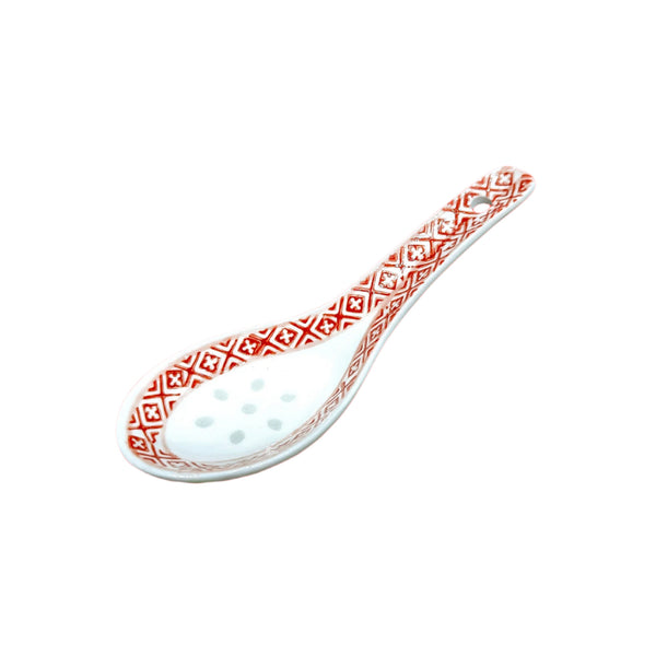 Red Ling Long Ceramic Soup Spoon