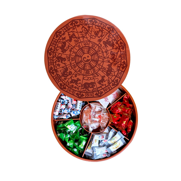Open tray revealing candy