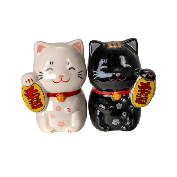 Black and white cat salt and pepper salt shakers