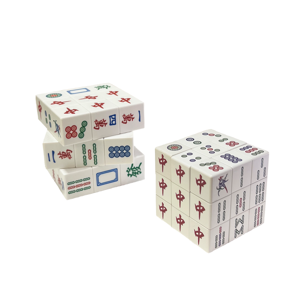 Two Rubik's cubes with mahjong theme
