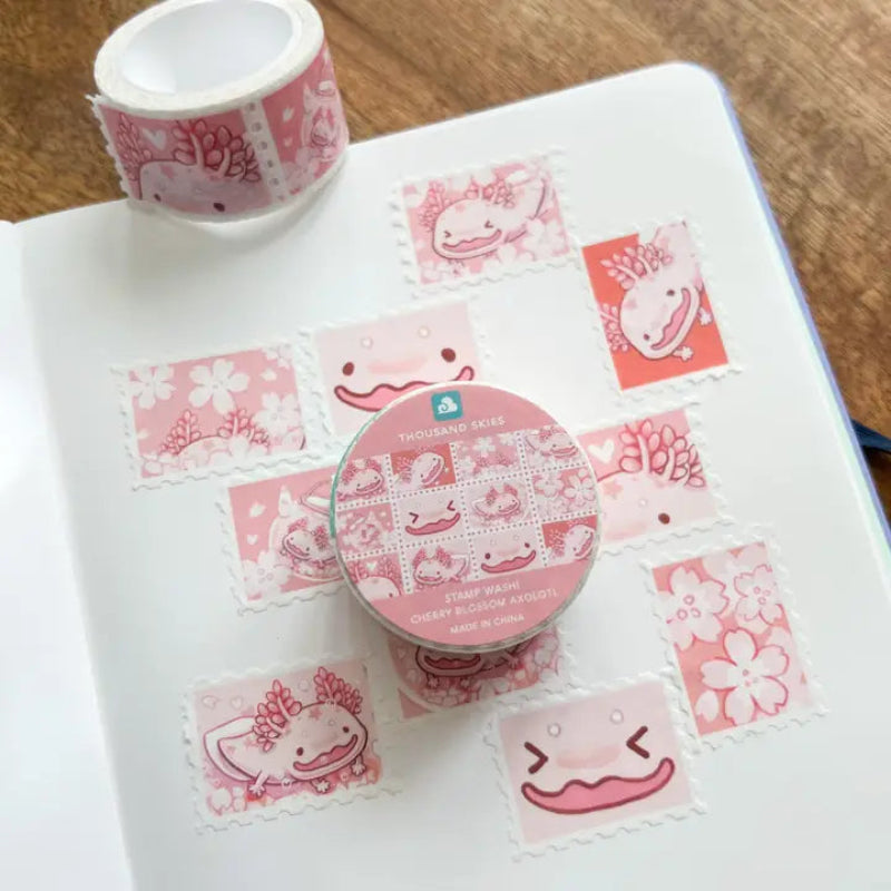 Stamp Washi Tape- Cherry Blossom Axolotl