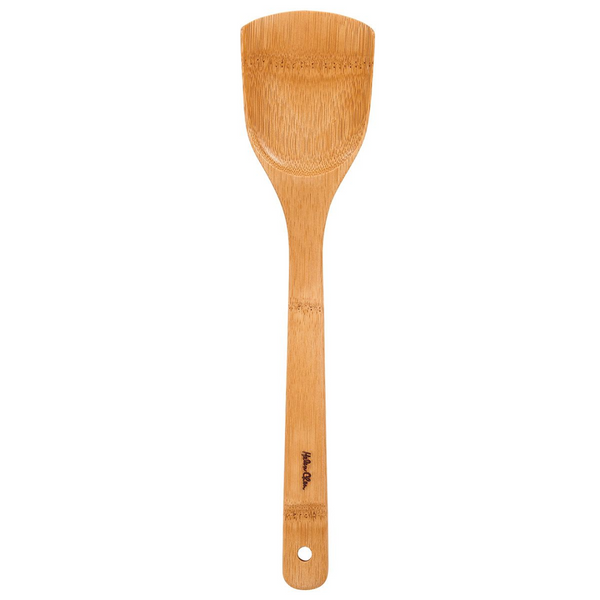 Bamboo spatula on a white background