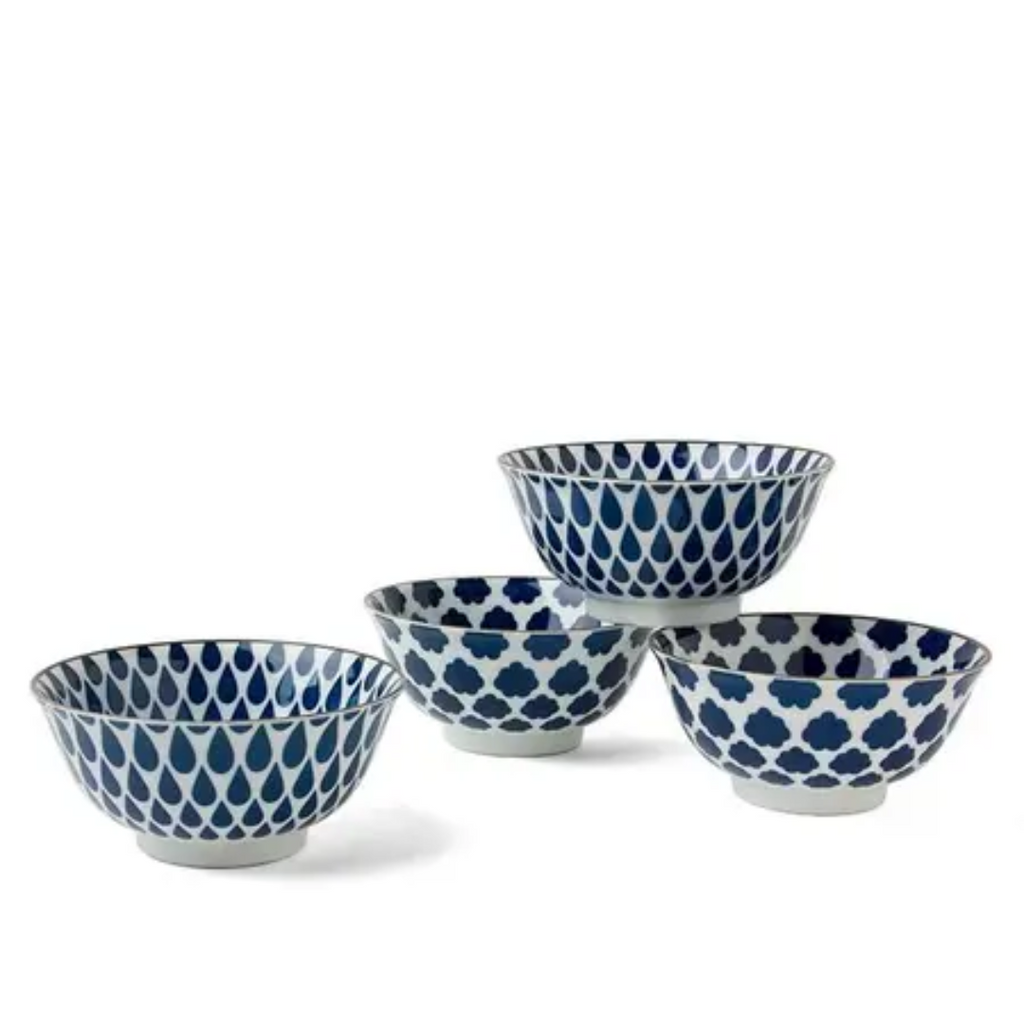 Blue on White 4-Bowl Set - 6"