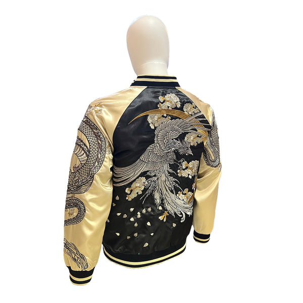 Unisex Bomber Jacket - Black with Gold Sleeves – Pearl River