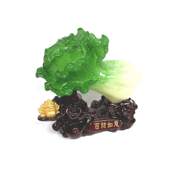 Bok choi and golden frog display