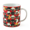 Mug with cat pattern on a red background