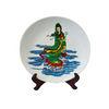 Colorful Design Ceramic Display Plate (with Stand) white with guan yin