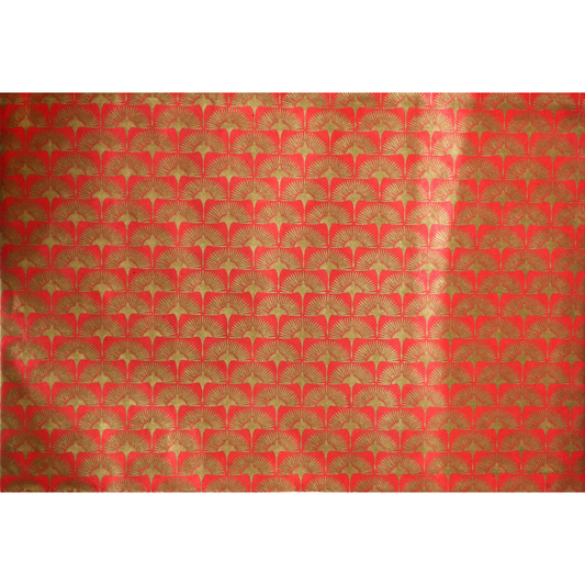 Red paper with gold crane design