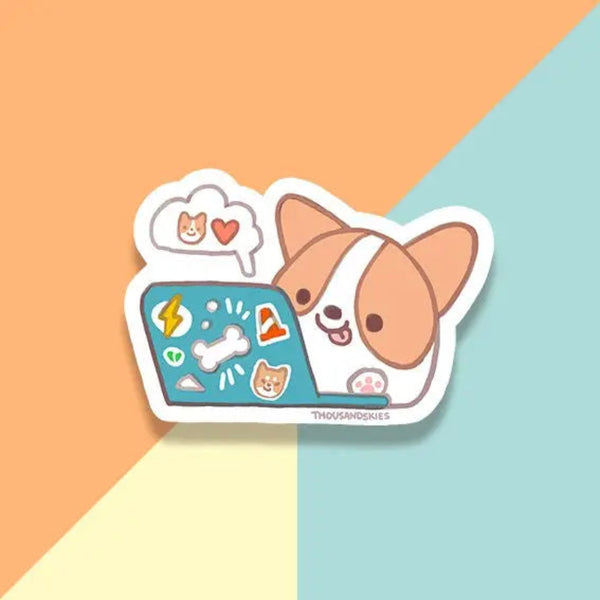Vinyl Sticker Laptop Corgi
