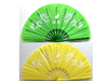 Green and Yellow  fan with white dragons and yin yang symbo