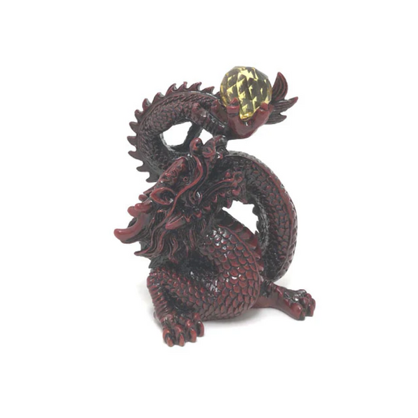 Imperial Dragon with crystal ball- mahogany