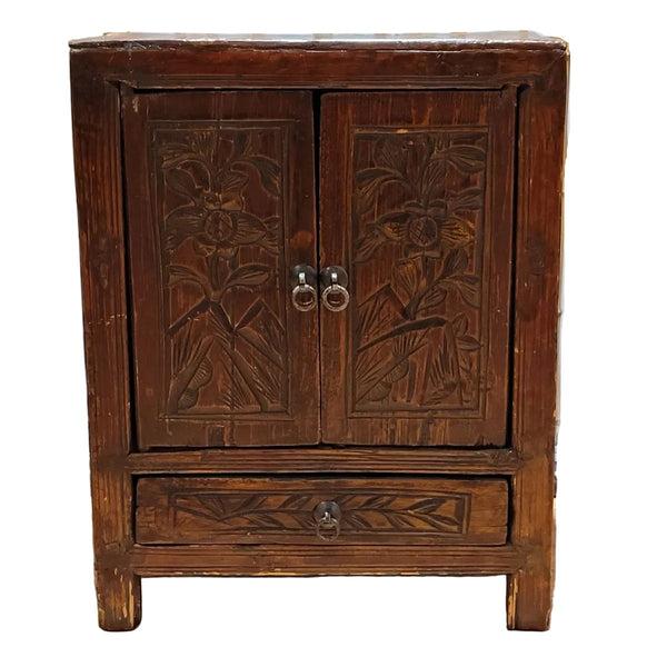 Rustic Hand Card 2 Door 1 Drawer Cabinet