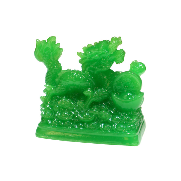Jade Color Dragon Figurine with Ingots and Lucky Coin