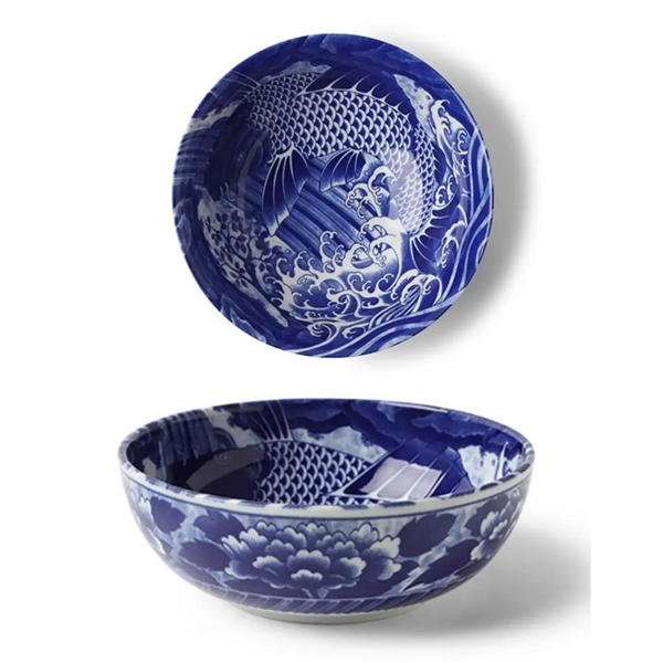 Cobalt Blue Ko-Imari Carp Design Ceramic Bowl Series – Pearl River