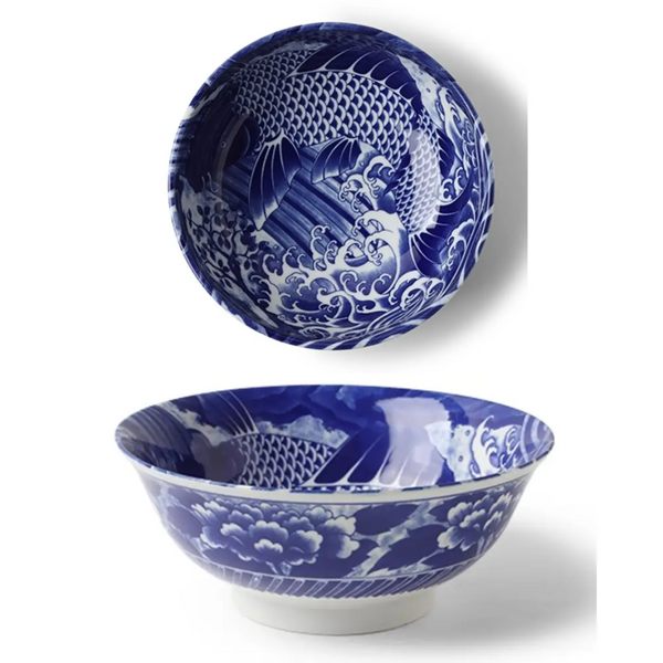 Cobalt Blue Ko-Imari Carp Design Ceramic Bowl Series – Pearl River