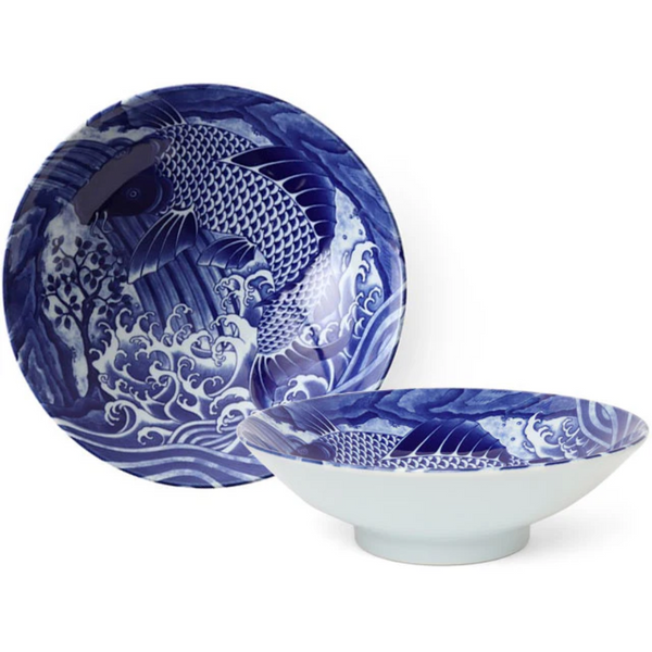 Cobalt Blue Ko-Imari Carp Design Ceramic Bowl Series – Pearl River