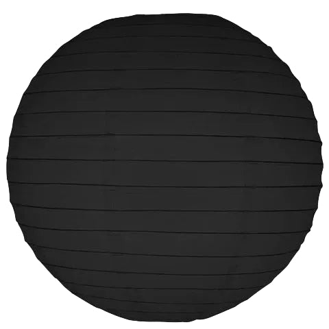Black colored round paper lantern on white background
