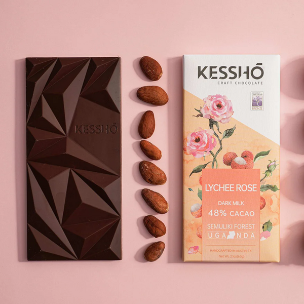 KESSHŌ Lychee Rose 48% Dark Milk Chocolate Bar