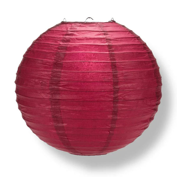 Velvet Rose Red Wire Frame Spherical Paper Lantern